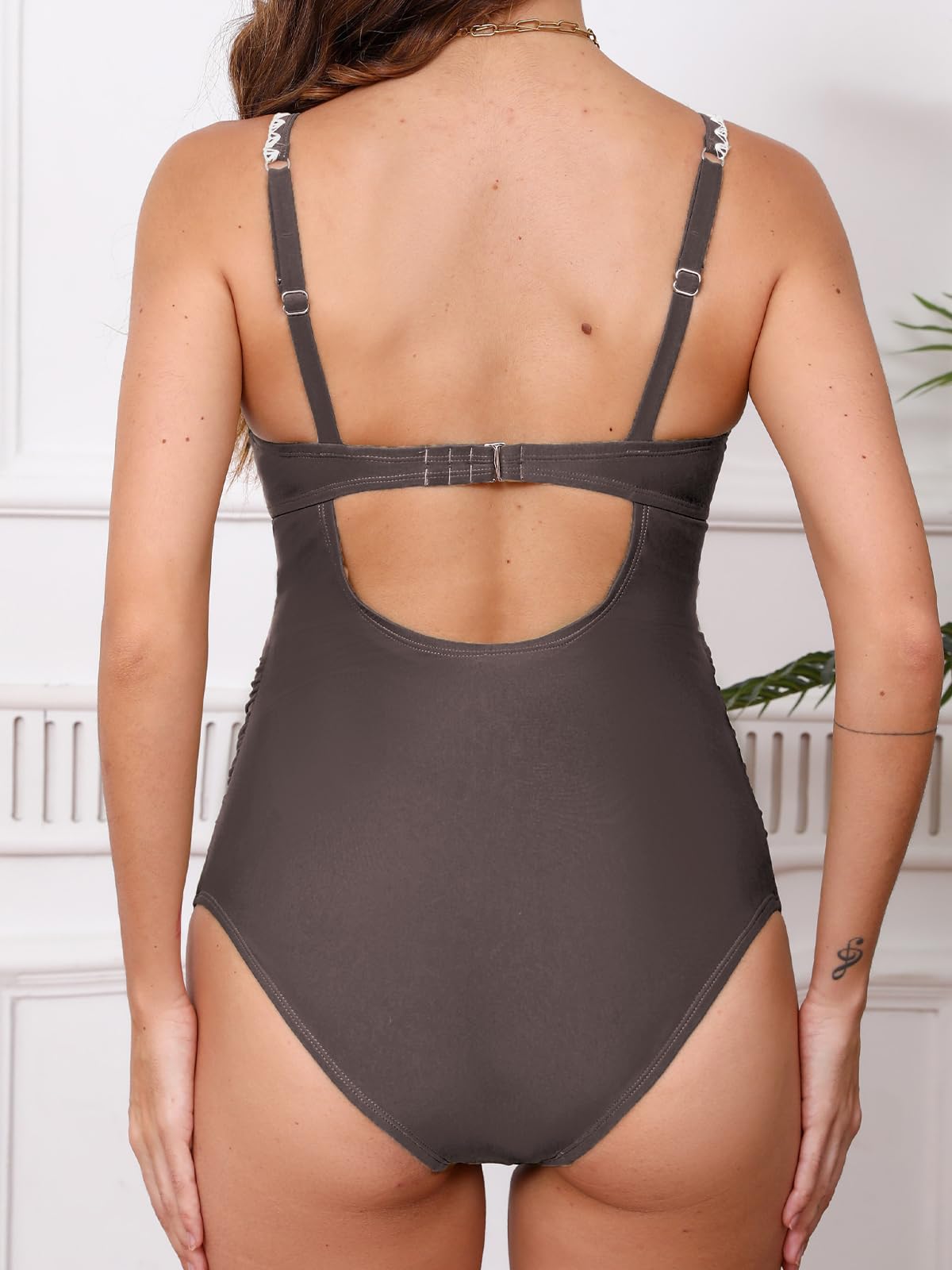 Cupshe Women's Maternity One-Piece Swimsuit Scoop Neck - Taupe