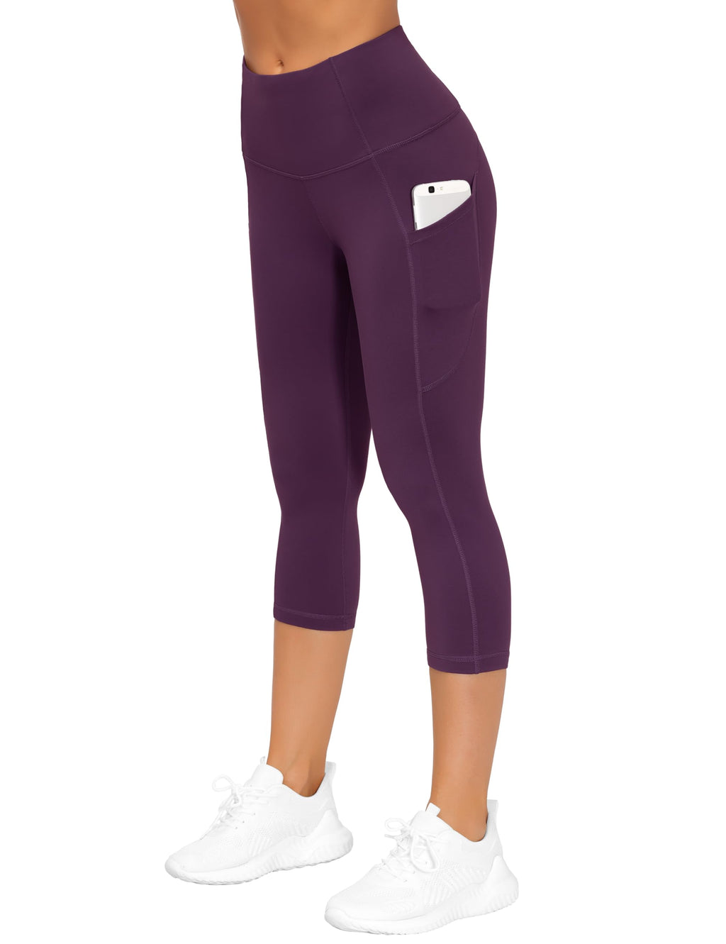 The Gym People Women's Thick High-Waist Capris Yoga - Dark Purple