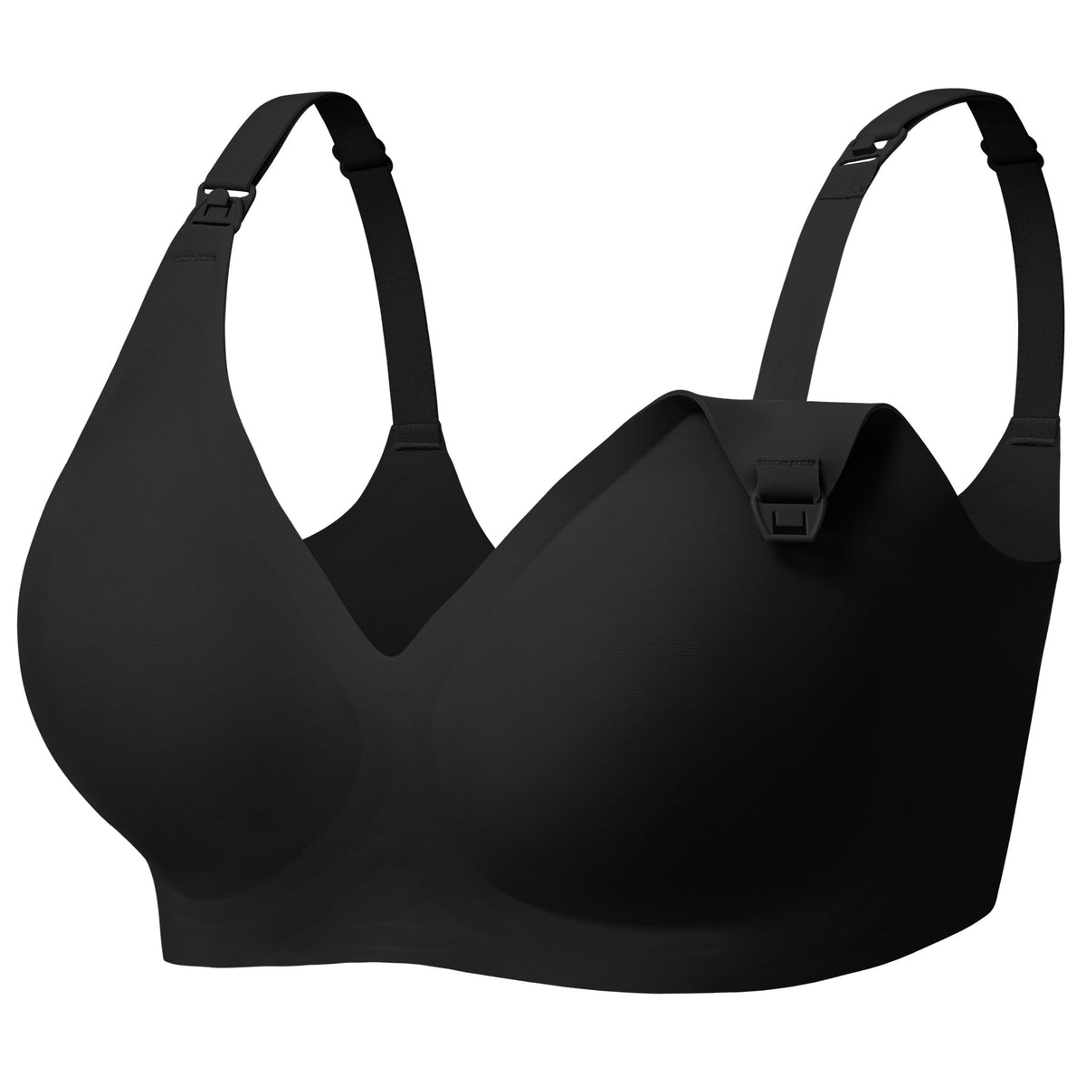 Women's Angelhood for Breastfeeding Seamless Pregnancy Wireless Sleep Bralette Jelly Strip Support Postpartum with Extenders, S Size Black Nursing Bra