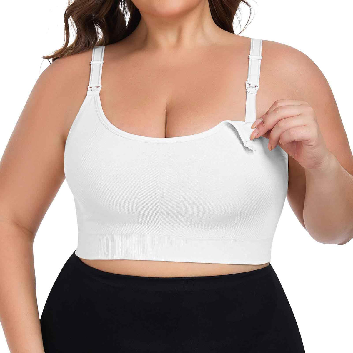 Angelhood Women's's Non-padded Bralette Convenient Breastfeeding Full Coverage Wirefree Support Everylife Sport Sleep White Nursing Bra