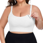 Angelhood Women's's Non-padded Bralette Convenient Breastfeeding Full Coverage Wirefree Support Everylife Sport Sleep White Nursing Bra
