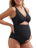 Women's Summer Mae Twist-front Cutout Maternity Swimsuit - Black