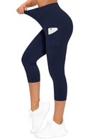 The Gym People Women's Thick High-Waist Capris Yoga Pants - Navy Blue