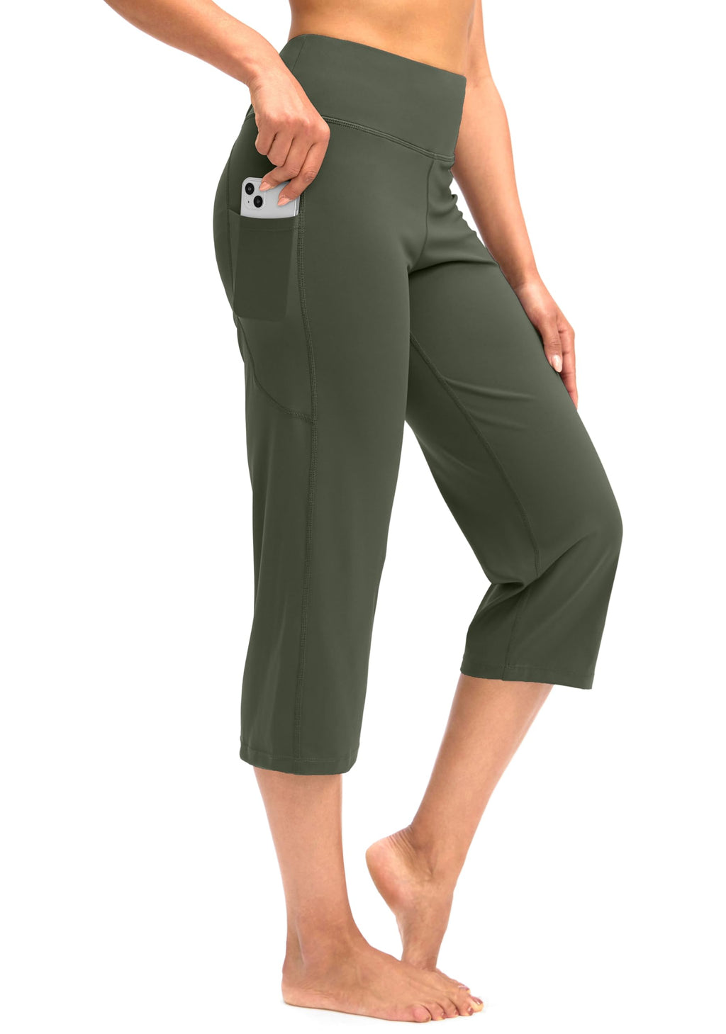 Capri Pants For Women High-Waist Workout Yoga With Pockets - Size X-Large