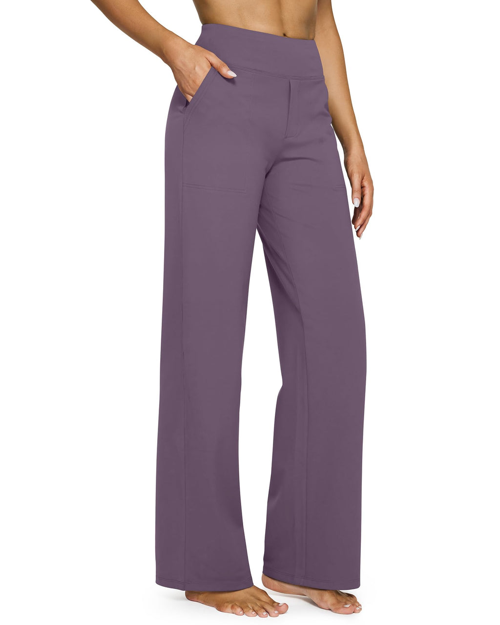 G4free Wide-Leg Yoga Pants For Women With Pockets Potent Purple Xl