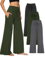 Showitty 3 Pack Women's Wide-Leg Yoga Pants With - 09 Black, Grey,