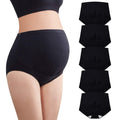 Mama Cotton Women's’s Over The Bump Maternity High Waist Full Coverage Pregnancy Adjustable Waistband (all Black 5 Pack, Size-l) Panties