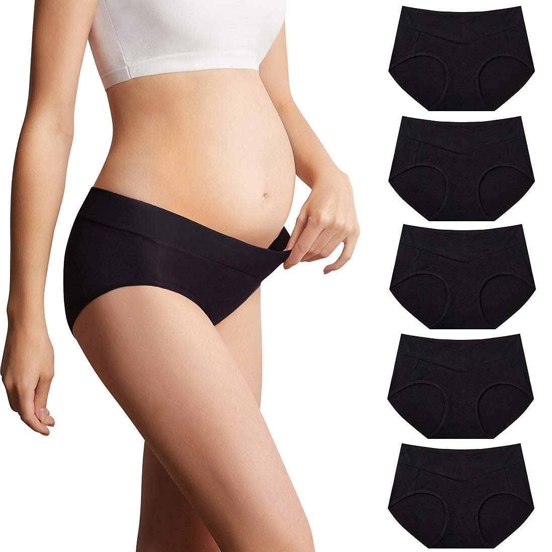 Mama Cotton Women's's Under The Bump Maternity Pregnancy Postpartum (color-multicolor-c 5 Pack, Size-xl) Panties