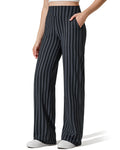 G4free Wide-Leg Pants For Women With Pockets Gray - Gray Black Stripe