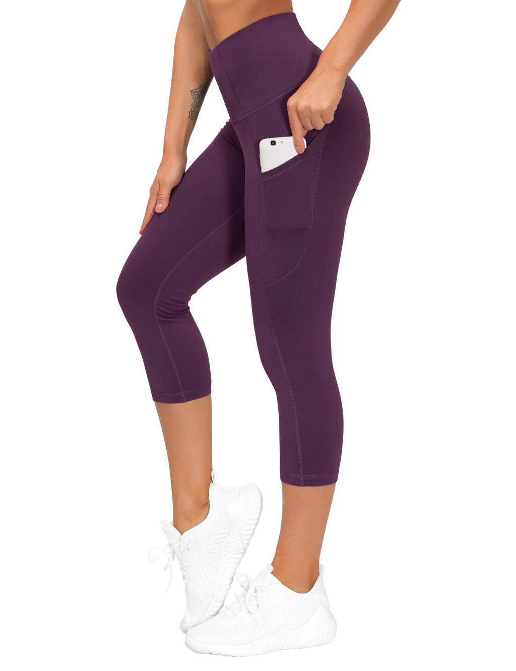 The Gym People Women's Thick High-Waist Capris Yoga - Dark Purple