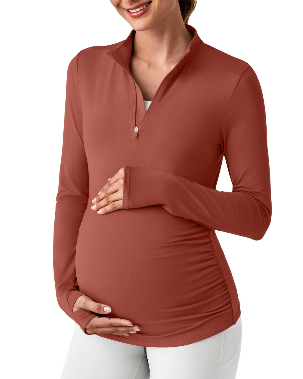Women's Rash Guard Swimsuit G4free Maternity Outfits Ruched Side