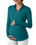 Women's Rash Guard Swimsuit G4free Maternity Blouse Long-Sleeve Slim