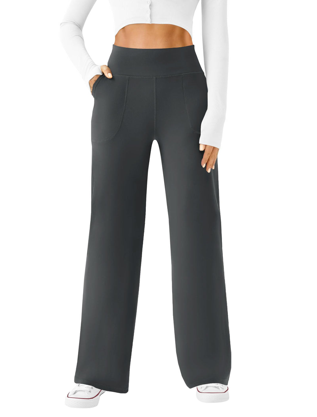 Dlooda Women's Wide-Leg Yoga Pants High-Waist Casual Trousers With