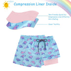 Cozople Bathing Suits for Teens Funny Hawaii Stylish Swim Trunks Swimwear Boxer Brief Liner Beach Board Shorts Blue Sea Turtle Soft Elastic Waist Surf Swimsuit for Casual Sports Running Size 18-20