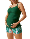 Women's Maacie Maternity Athletic Tankini Swimsuits With - Green