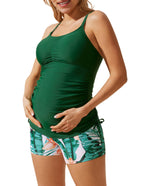 Women's Maacie Maternity Athletic Tankini Swimsuits With - Green
