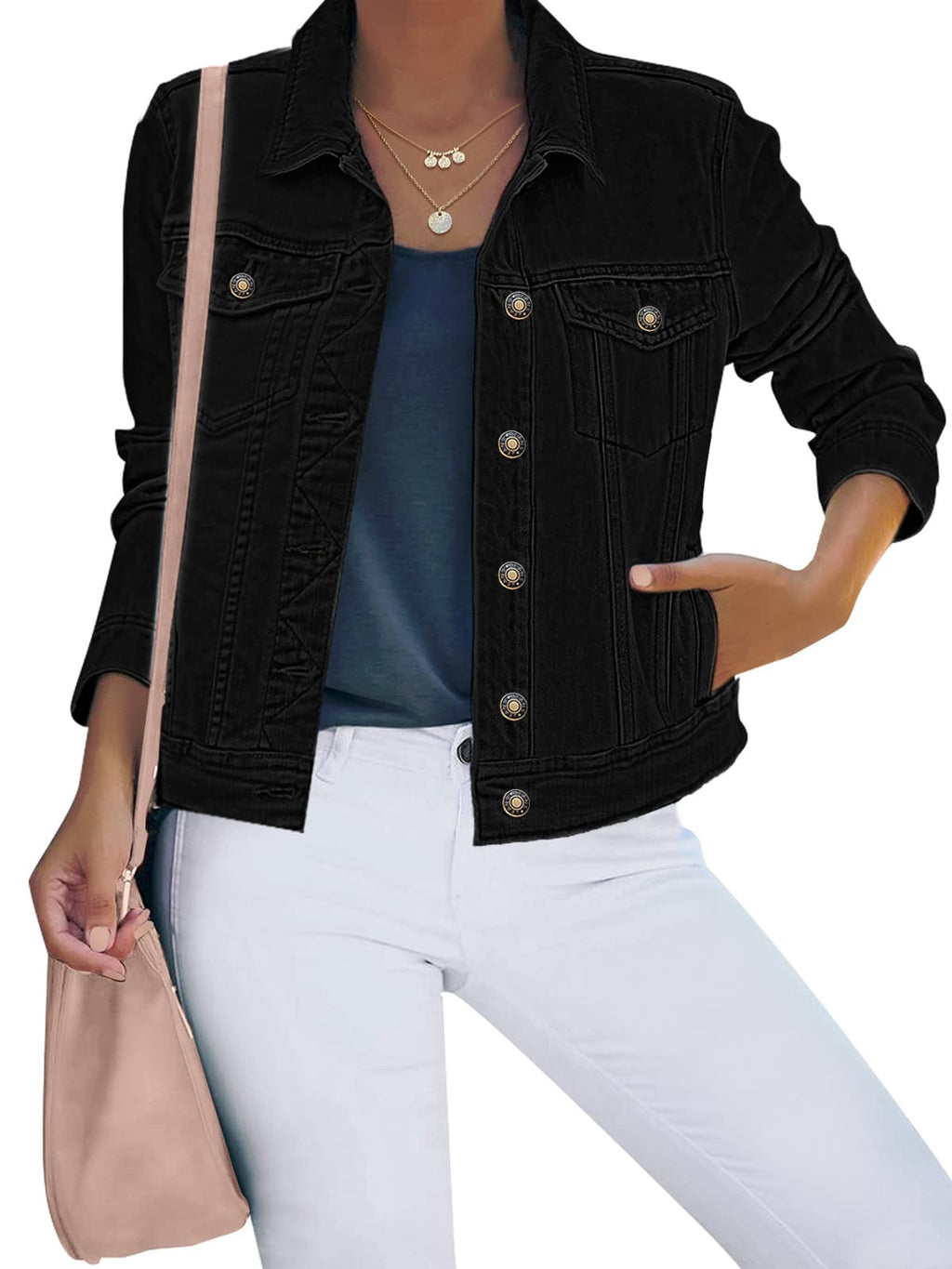 Luvamia Black Jean Jacket Women's Denim Jackets Outfits For Women - Always