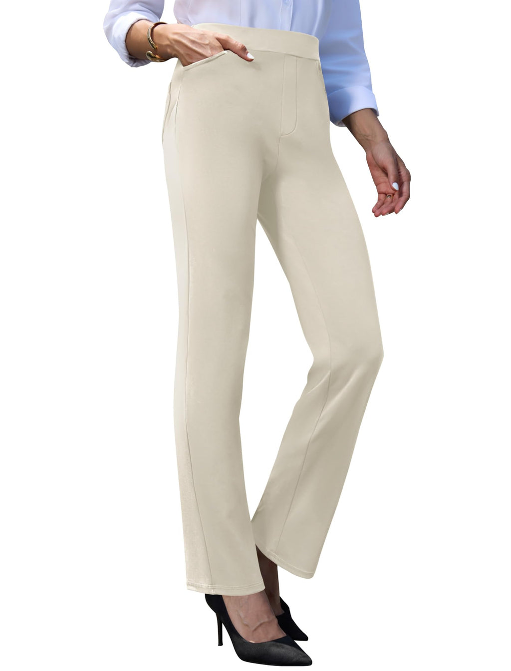Keriffe Women's Stretchy Yoga Dress Pants Straight-Leg Work - Size X-Small