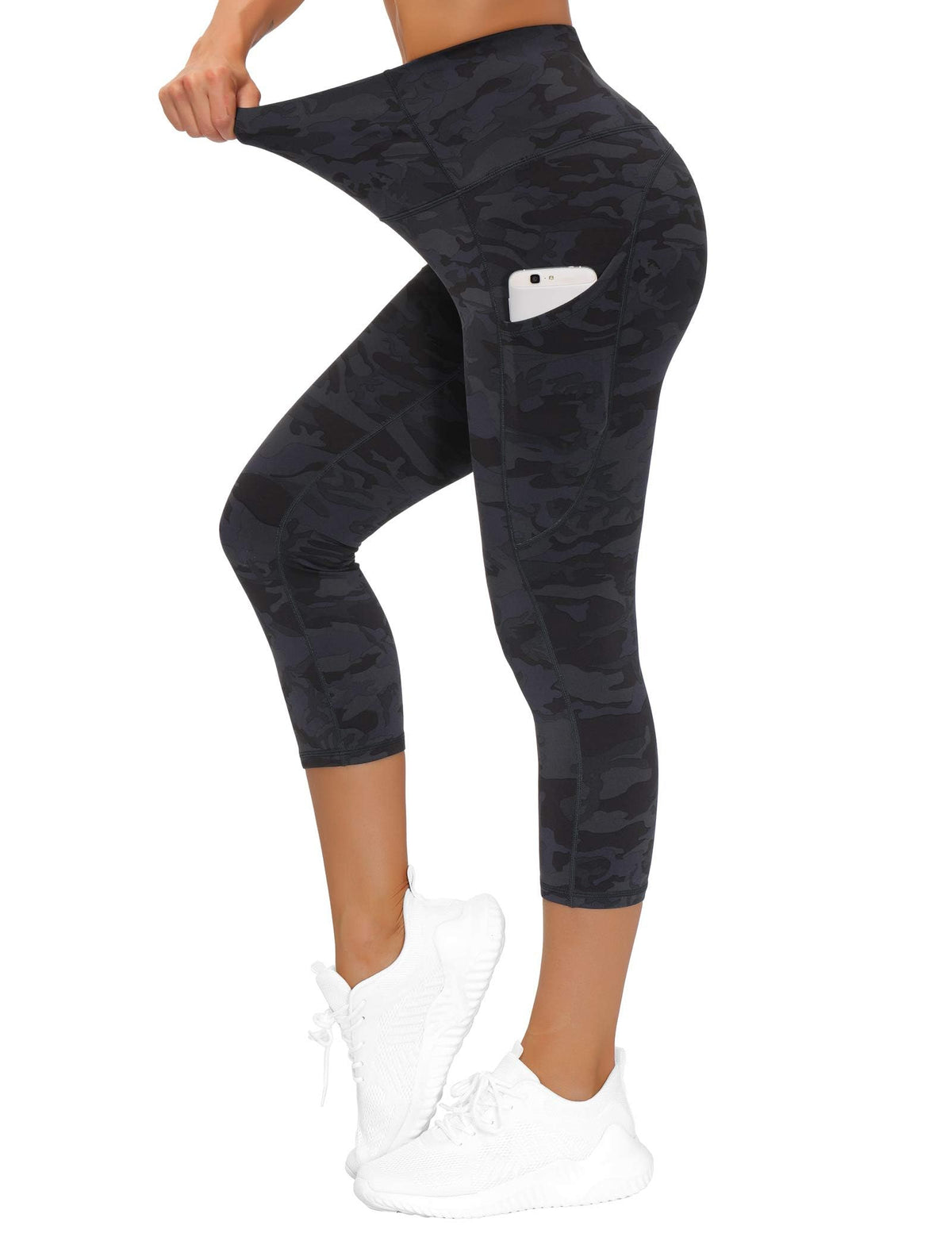 The Gym People Women's Thick High-Waist Capris Yoga - Z-capris Camo