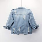 Hixiaohe Spring Summer Jean Jacket For Women Trendy Half Sleeve Button Down Short Denim Retro Cropped Trucker Coat - Blue