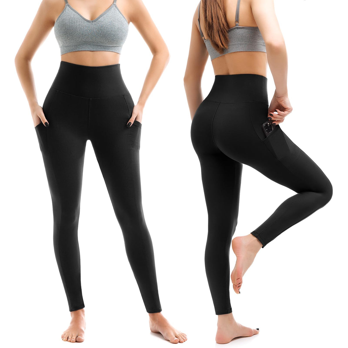 Leafigure 2-pack High-Waist Leggings With Pockets For Women