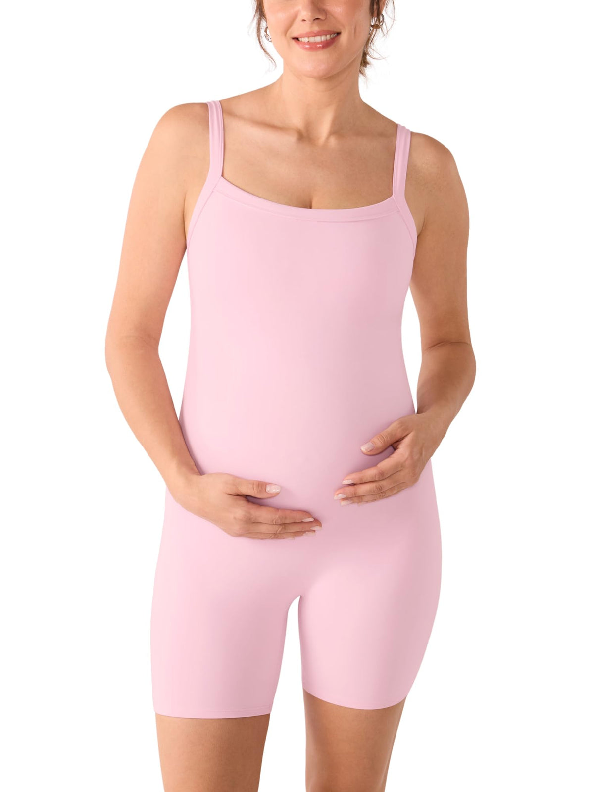 Women's Swimsuit Momanda Maternity Bodysuit Shorts 5.5" Sweet Pink
