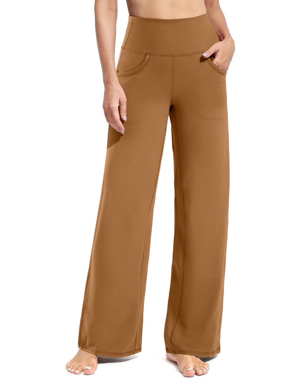 Promover Pants For Women With Pockets High-Waist Coca Mocha M Regular