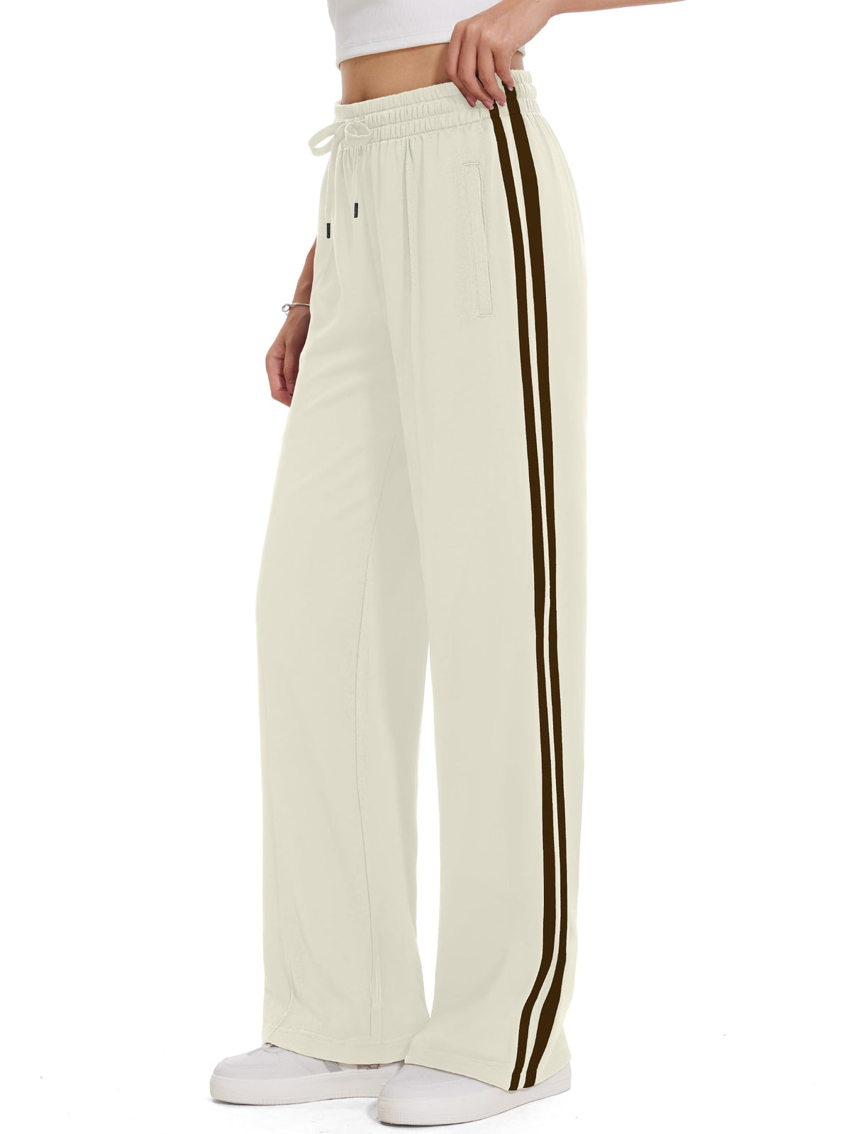 Tapata Petite Women 28" Inseam Striped Sweatpants Loose Running Track