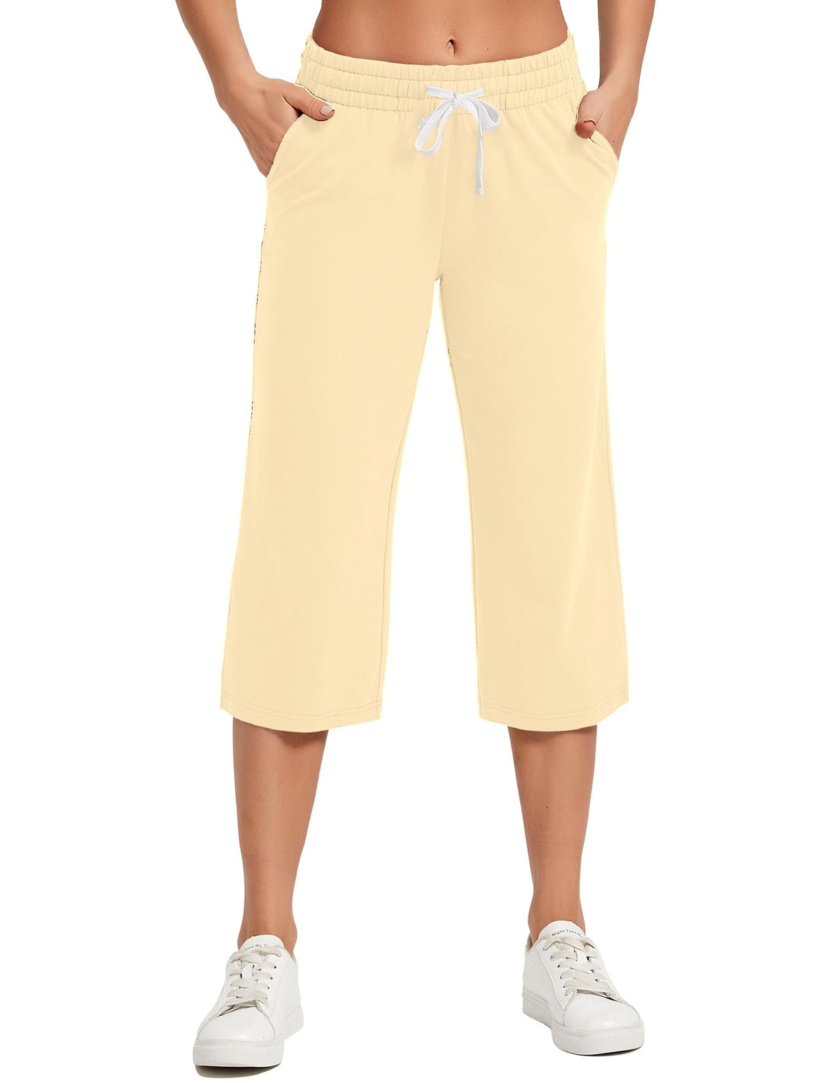 Specialmagic Women's Capri Pants Cotton Sweatpants Apricot S