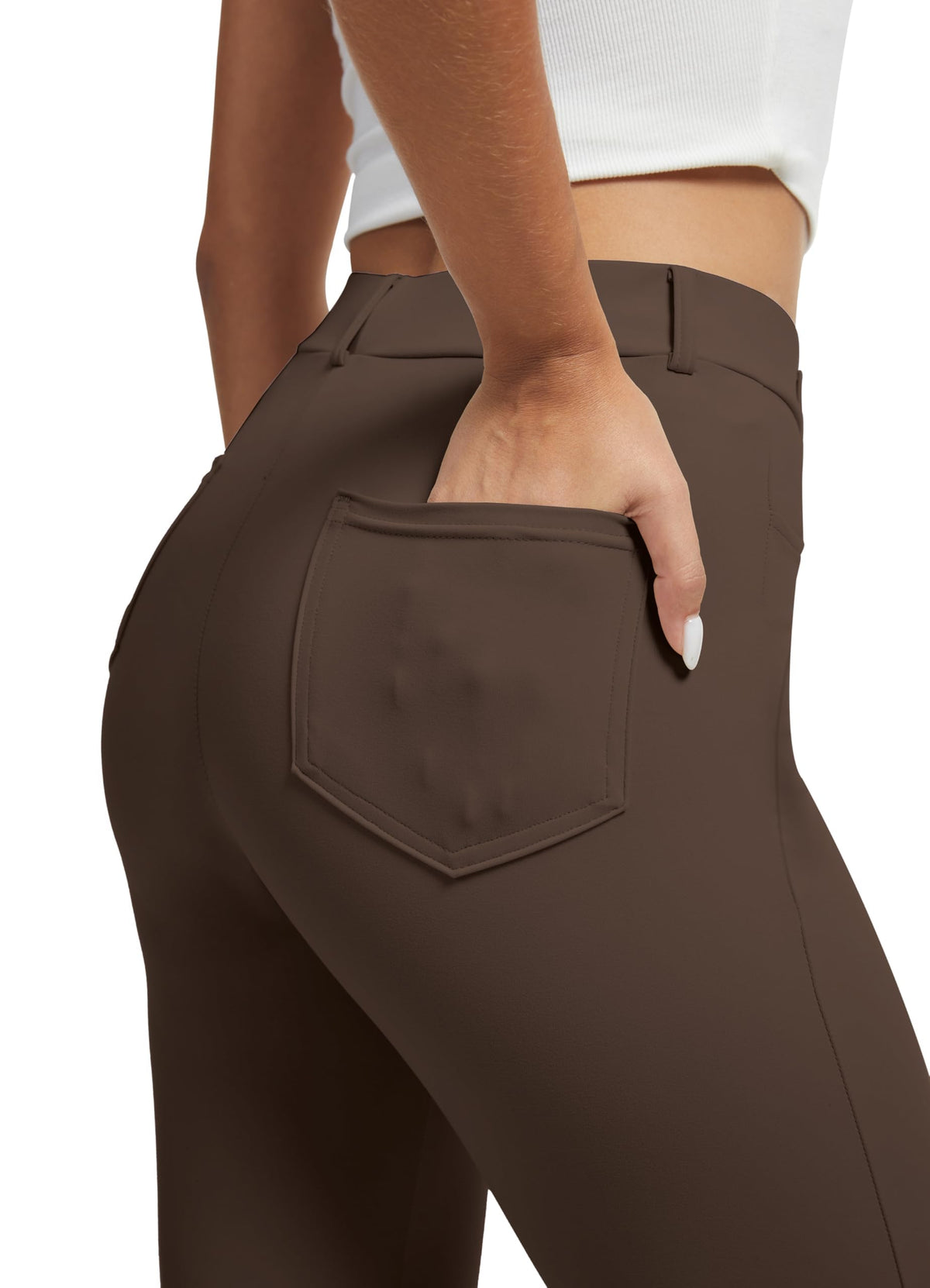Vimpep Fleece Lined Work Pants Women Straight-Leg - Dark Brown(fleece