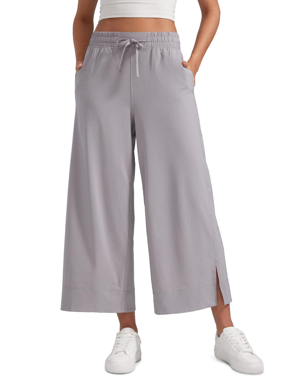 Women's Crz Yoga Lightweight Wide-Leg Crop Pants 25" Dark Chrome