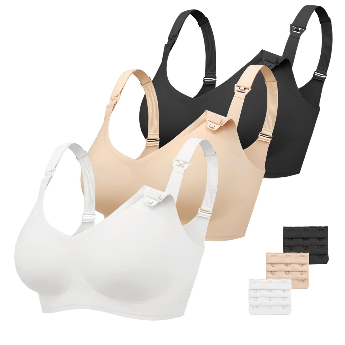 Women's Vinfact 3 Pack for Breastfeeding Comfort for Pregnancy Wireless Seamless Nursing Bra