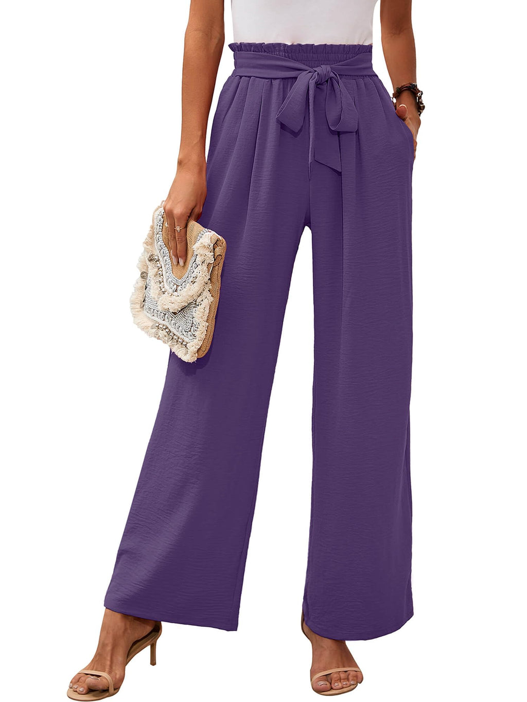 Heymoments Women's Wide-Leg Lounge Pants With Pockets Dark - Size Large