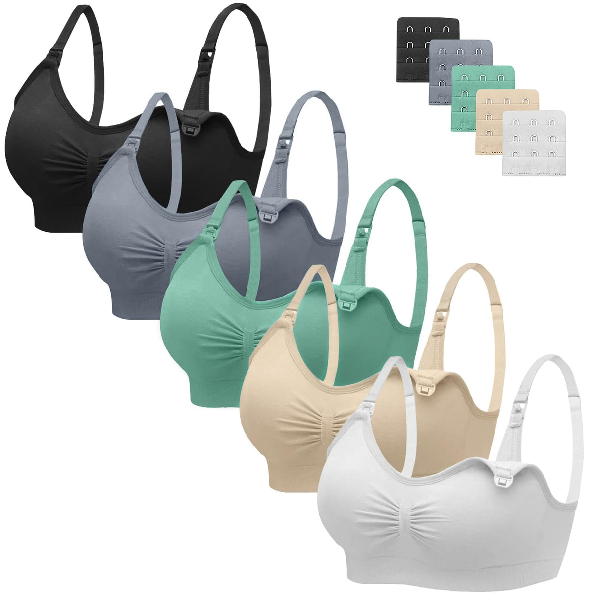 Angelhood Women's for Breastfeeding 5 Pack, Sleep Nursing Bra