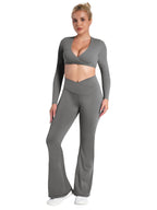 Women's Sunzel Flare Leggings Crossover Yoga Pants With - Coastal Gray