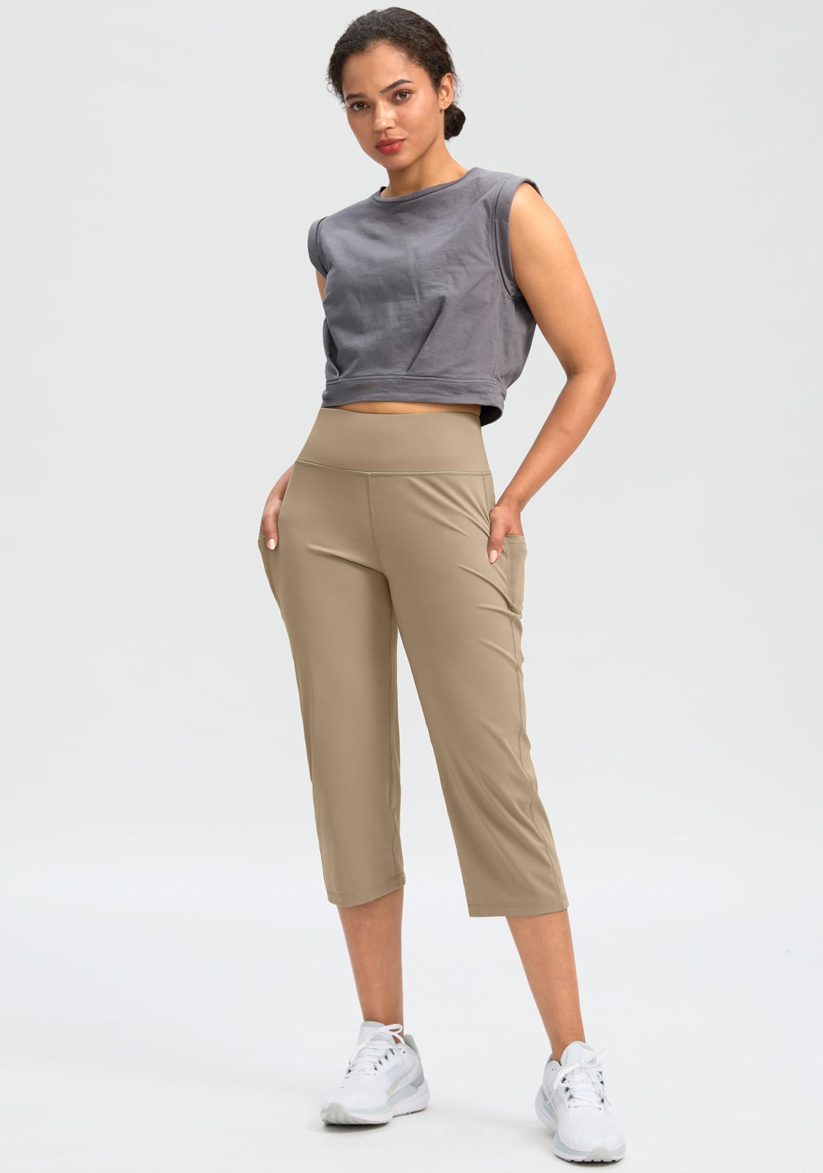 G Gradual Capri Pants For Women High-Waist Workout Yoga With - Khaki