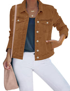 Luvamia Denim Jacket For Women Women's Jean Concert Outfits - Brown