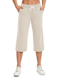 Specialmagic Women's Capri Pants Cotton Sweatpants White Onyx M