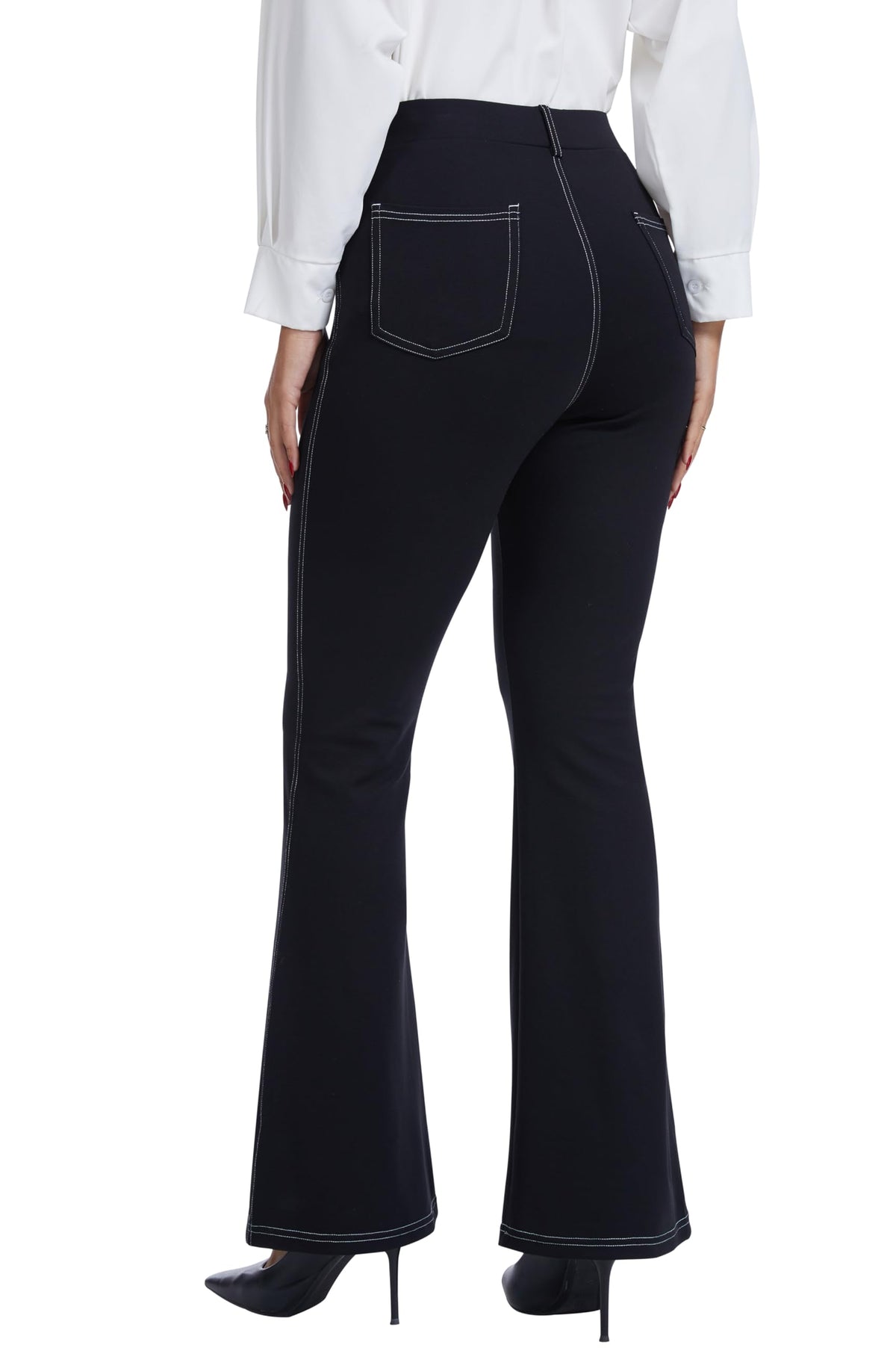 Vimpep Flare Yoga Dress Work Pants Women - Black(white Line)