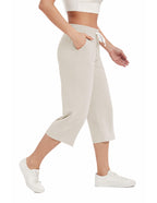 Specialmagic Women's Capri Pants Cotton Sweatpants Oatmeal Xl