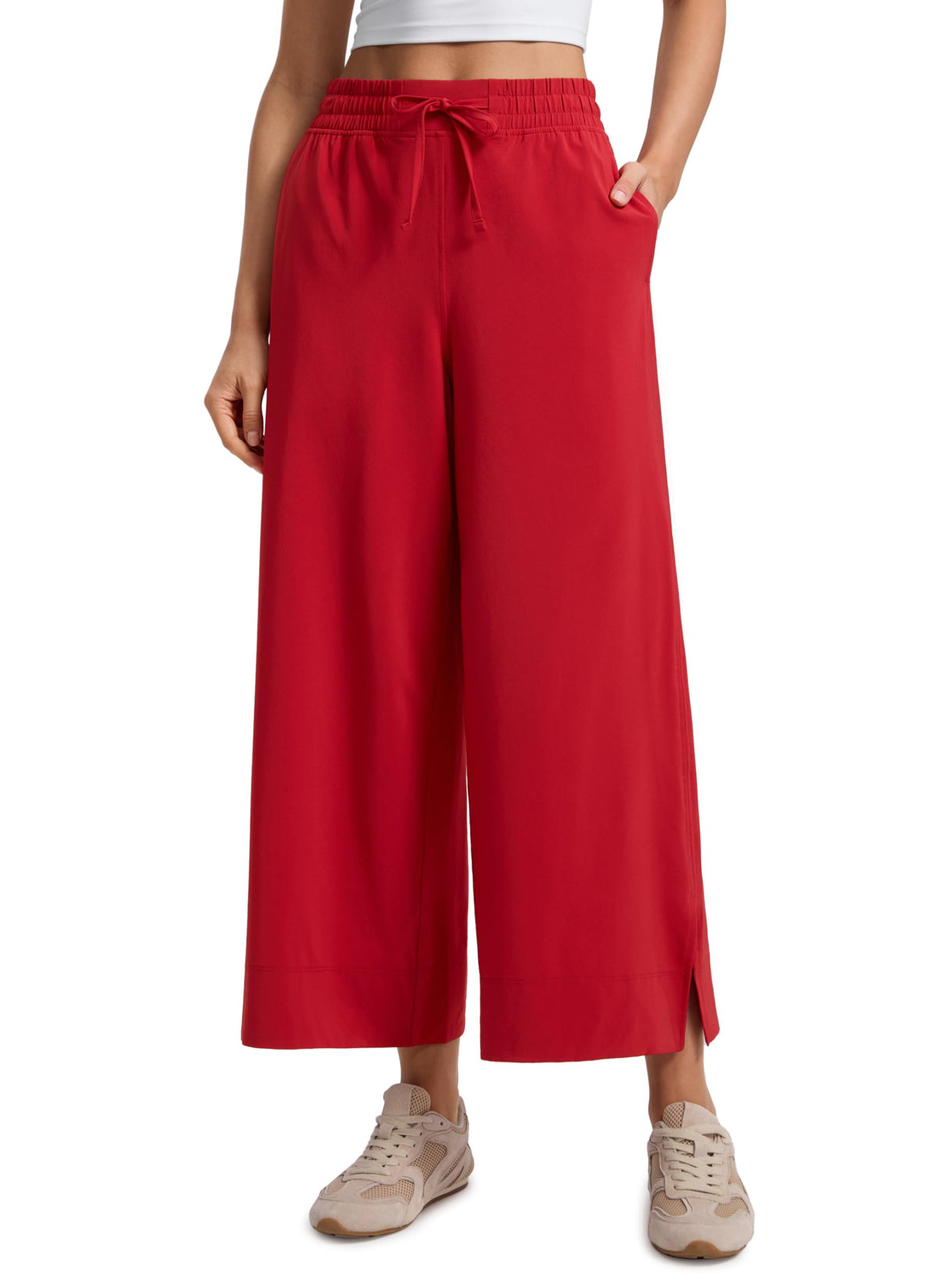 Women's Crz Yoga Lightweight Wide-Leg Crop Pants 25" Ruby Red Small