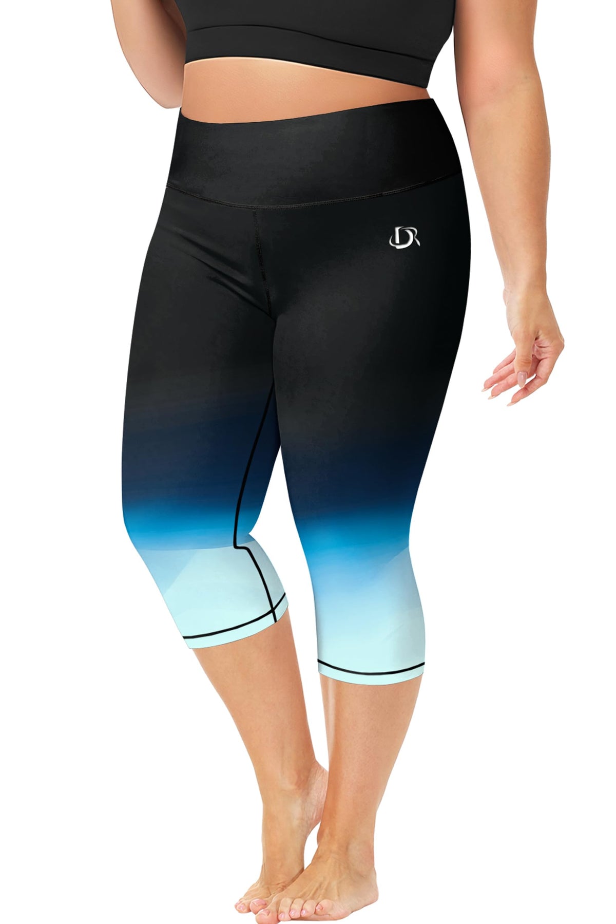 Rash Guard Pants for Women Plus Size Swimming Diving Suit Pants Quick Dry UV Protective Beach Athletic Capris Gradient 3X