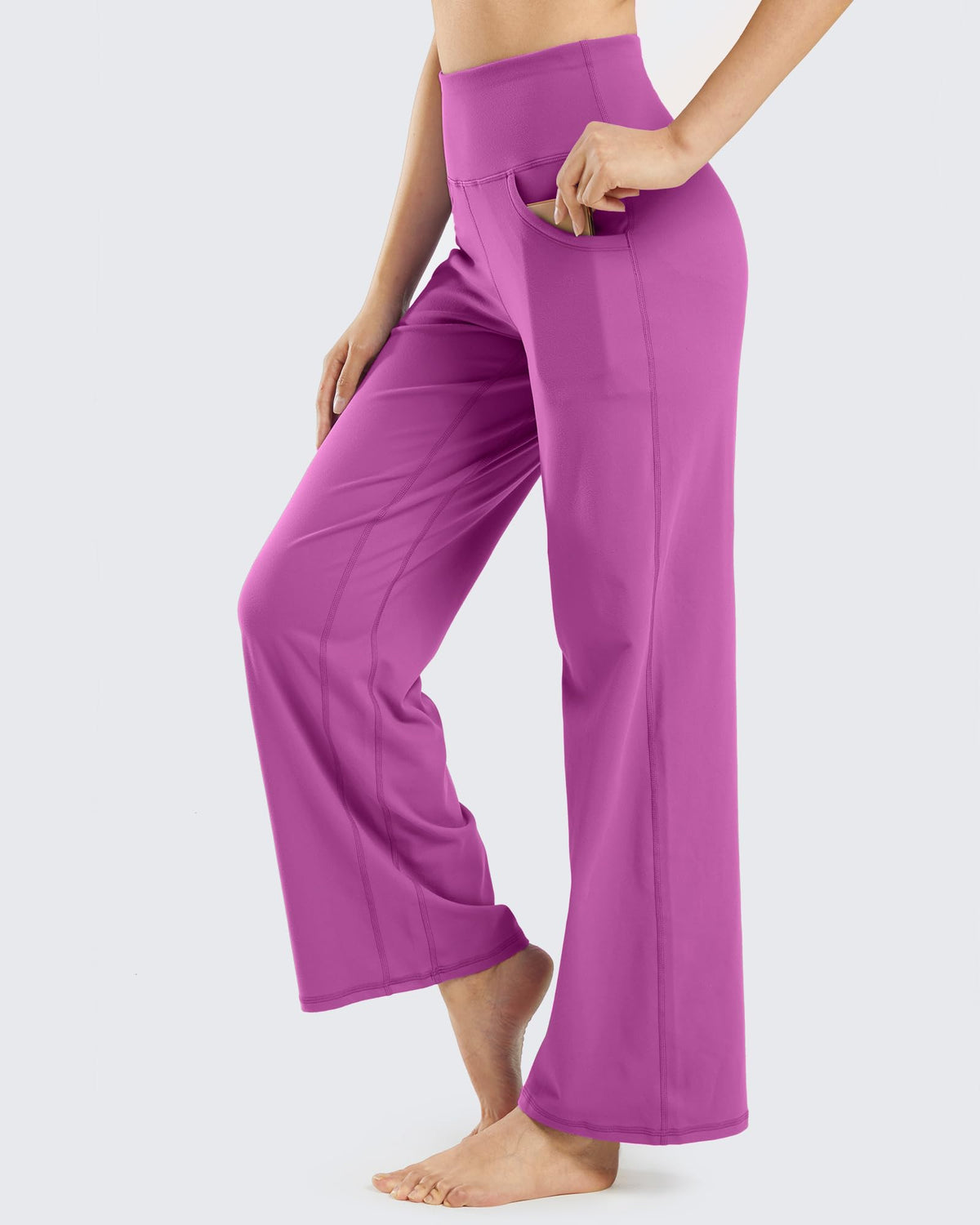 Promover Wide-Leg Pants For Women With Pockets Raspberry Purple Xs