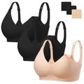 Women's Angelhood 3 Pack for Breastfeeding Seamless Pregnancy Wireless Sleep Bralette Jelly Strip Support Postpartum with Extenders, M Size Nursing
