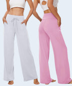 Tnnzeet 3 Pack Women's Wide-Leg Pants With Pockets Casual - Size X-Large