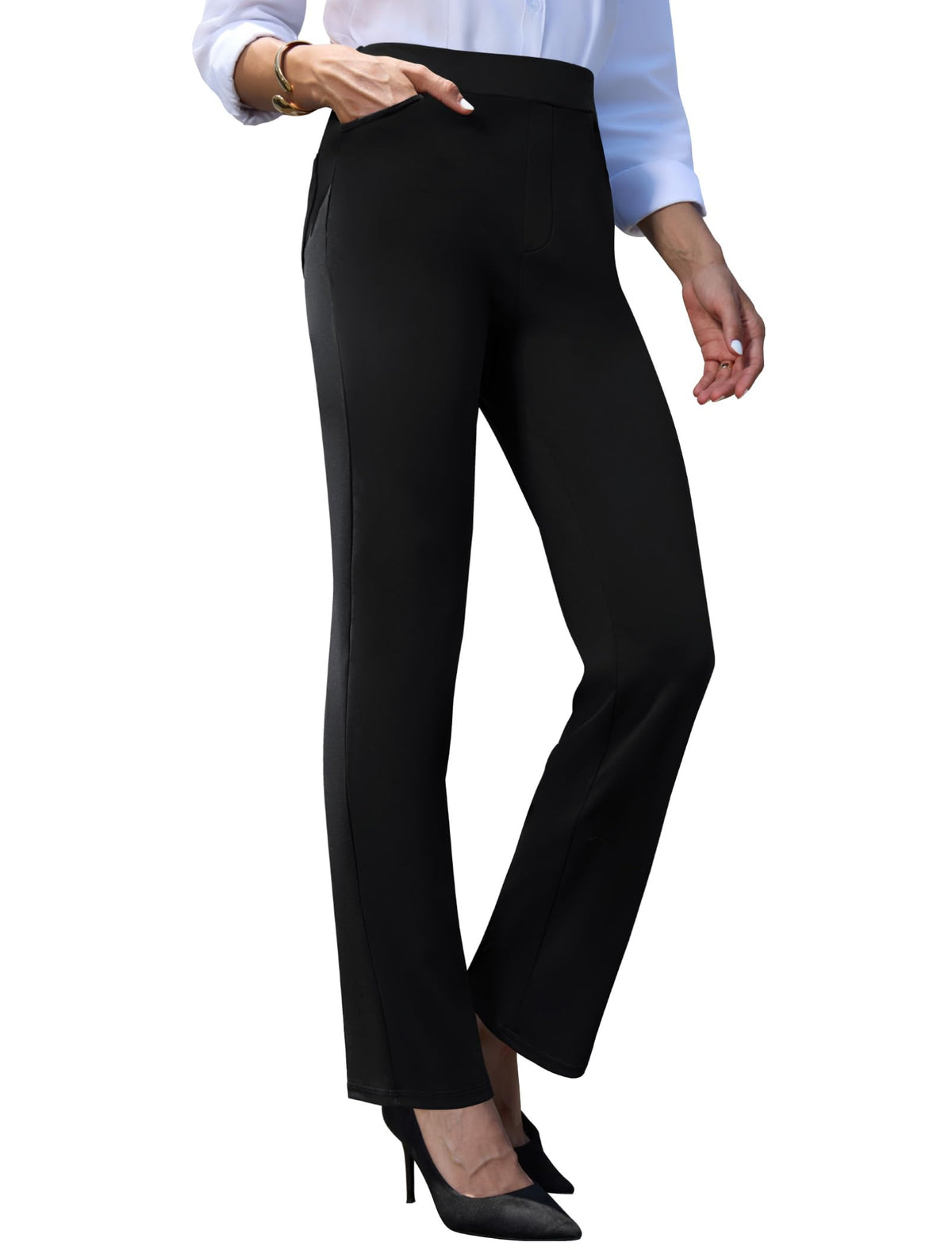 Keriffe Women's Stretchy Yoga Dress Pants Straight-Leg Work - Style 8