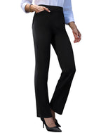Keriffe Women's Stretchy Yoga Dress Pants Straight-Leg Work - Black