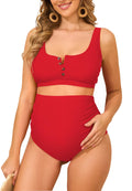 Zando Maternity Swimsuit High-Waist Bikini Bathing Suits For - Red