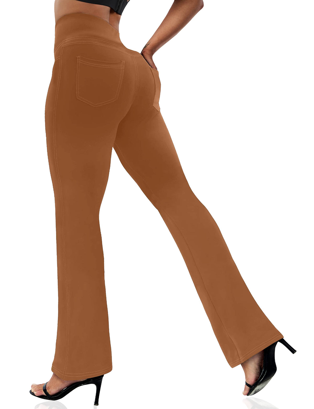 Vooveeya Women's Bootcut Leggings Bootleg Yoga - Bootcut-solid-brow