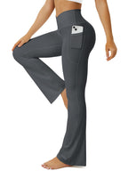 Fohofo Yoga Pants Women Flare Leggings For With Pockets - Grey